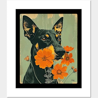 Doberman Flowers Photo Art Design For Dog Onwer Posters and Art